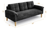 3-Seater Sofa with Solid Hardwood Frame, 660lbs Capacity, Modern Linen Fabric, Black