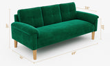 3-Seater Sofa with Solid Hardwood Frame, 660lbs Capacity, Modern Linen Fabric, Green