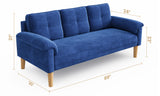 3-Seater Sofa with Solid Hardwood Frame, 660lbs Capacity, Modern Linen Fabric, Blue
