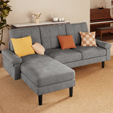 Asofer 82" Sofa Couch, L Shaped Convertible Sectional Sofa with Soft Velvet, Modern Couches for Living Room Apartment Office, Dark Grey