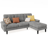 Asofer 82" Sofa Couch, L Shaped Convertible Sectional Sofa with Soft Velvet, Modern Couches for Living Room Apartment Office, Dark Grey