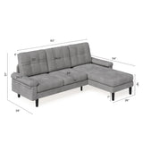 Asofer 82" Sofa Couch, L Shaped Convertible Sectional Sofa with Soft Velvet, Modern Couches for Living Room Apartment Office, Dark Grey
