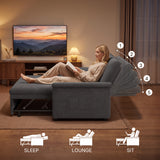 62" Convertible Sleeper Sofa Couch with Pull Out Bed, Chenille Loveseat Sleeper Sofa Bed with Double Storage Armrests for Living Room, Dark Gray