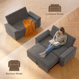 62" Convertible Sleeper Sofa Couch with Pull Out Bed, Chenille Loveseat Sleeper Sofa Bed with Double Storage Armrests for Living Room, Dark Gray