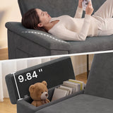 62" Convertible Sleeper Sofa Couch with Pull Out Bed, Chenille Loveseat Sleeper Sofa Bed with Double Storage Armrests for Living Room, Dark Gray
