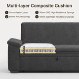 62" Convertible Sleeper Sofa Couch with Pull Out Bed, Chenille Loveseat Sleeper Sofa Bed with Double Storage Armrests for Living Room, Dark Gray
