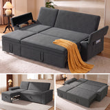 71" Chenille Modular Sectional Sleeper Sofa Couch with Pull Out Bed, L Shaped 5 Seater Convertible Sofa with Storage Chaise for Living Room, Dark Gray