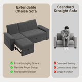 71" Chenille Modular Sectional Sleeper Sofa Couch with Pull Out Bed, L Shaped 5 Seater Convertible Sofa with Storage Chaise for Living Room, Dark Gray