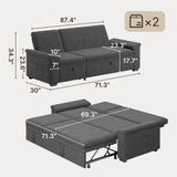 71" Chenille Modular Sectional Sleeper Sofa Couch with Pull Out Bed, L Shaped 5 Seater Convertible Sofa with Storage Chaise for Living Room, Dark Gray