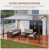 10x14FT Outdoor Lean Metal Gazebo, Asofer Hardtop Wall Mounted Gazebo with Metal Sloping Roof, for Backyard, Deck, Patio,Porch
