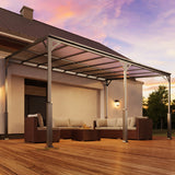 10x14FT Outdoor Lean Metal Gazebo, Asofer Hardtop Wall Mounted Gazebo with Metal Sloping Roof, for Backyard, Deck, Patio,Porch