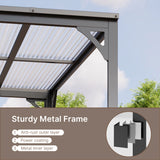 10x14FT Outdoor Lean Metal Gazebo, Asofer Hardtop Wall Mounted Gazebo with Metal Sloping Roof, for Backyard, Deck, Patio,Porch