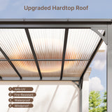 10x14FT Outdoor Lean Metal Gazebo, Asofer Hardtop Wall Mounted Gazebo with Metal Sloping Roof, for Backyard, Deck, Patio,Porch