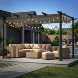 Asofer 10' x 12' Aluminum Pergola with Retractable Canopy, Modern Rust-Free Patio Gazebo, Heavy-Duty Shade Shelter with UV Protection for Backyard, Deck & Pool,Gray