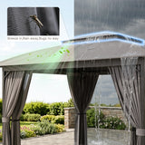 12' x 10' Outdoor Patio Gazebo, Heavy-Duty Steel Frame Canopy with Double Roof, Waterproof Pavilion Tent with Privacy Curtains & Mosquito Netting for Backyard, Deck, Lawn, Gray