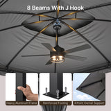 12' x 10' Outdoor Patio Gazebo, Heavy-Duty Steel Frame Canopy with Double Roof, Waterproof Pavilion Tent with Privacy Curtains & Mosquito Netting for Backyard, Deck, Lawn, Gray