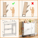 Asofer Shoe Cabinet with 2 Adjustable Flip Drawers & Side Cabinet, Open Top Shelvf and Side Hook for Entryway/Hallway/Closet, White