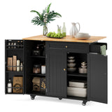 Noelse Kitchen Island with Storage, Island Table for Kitchen with Drop Leaf, Spice Rack, Towel Bar for Small Kitchens, White
