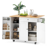 Asofer 41.7" Rolling Kitchen Island with Drop Leaf, Mobile Kitchen Cart with Storage Cabinet, Drawer, Spice Rack & Towel Bar, White