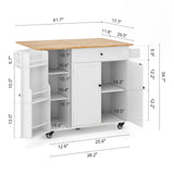 Kitchen Island with Storage, Mobile  Kitchen Pantry Storage Cabinet with Drop Leaf，Door and Shelves for  Kitchen,Dining Room and Bathroom - White