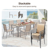Outdoor Dining Set Noelse 9 Piece Patio Table and Chairs Set with Umbrella Hole and 8 Textilene Outdoor Chairs for Backyard, Garden, Brown