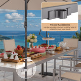 Outdoor Dining Set Noelse 9 Piece Patio Table and Chairs Set with Umbrella Hole and 8 Textilene Outdoor Chairs for Backyard, Garden, Brown