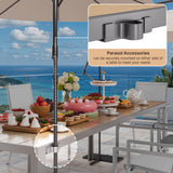 Outdoor Table and Chairs For 8, Asofer 9 Pcs Outdoor Patio Dining Set with Metal Table with Umbrella Hole&Textilene Chairs for Garden & Yard, Gray