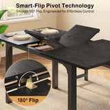 Noelse Extendable Dining Table Set with Benches, 63" Space Saving Kitchen Dining Table for 2–6 People, Modern Wood 3-Piece Dining Room Set, Black