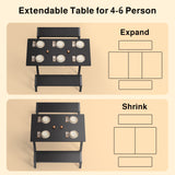 63" Extendable Dining Table Set with 2 Benches, Noelse 3 Piece Space-Saving Kitchen Dining Table for 2–6, Modern Wood Dining Room Set, Black