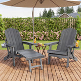 Noelse Folding Adirondack Chair with Ottoman, Upgraded Outdoor Adirondack Chair with 5-Level Adjustable Backrest, Cup Holders, All-Weather HDPE, Ideal for Patio, Porch, Balcony (Gray)