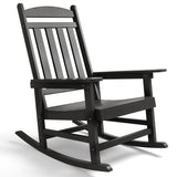 Asofer Wood Outdoor Rocking Chair, All Weather Oversized Rocking Chair for Patio,Garden,Front Porch,Poolside, Black,White