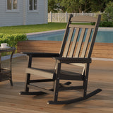Asofer Wood Outdoor Rocking Chair, All Weather Oversized Rocking Chair for Patio,Garden,Front Porch,Poolside, Black,White