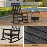 Asofer Wood Outdoor Rocking Chair, All Weather Oversized Rocking Chair for Patio,Garden,Front Porch,Poolside, Black,White