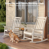 Asofer Wood Outdoor Rocking Chair, All Weather Oversized Rocking Chair for Patio,Garden,Front Porch,Poolside, Black,White