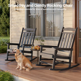 Noelse Patio Rocking Chair Set of 2, Outdoor HIPS Plastic Weather Resistant Porch Rocker, Black