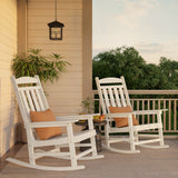 Noelse Patio Rocking Chair Set of 2, Outdoor HIPS Plastic Weather Resistant Porch Rocker, Black