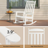 Asofer Wood Outdoor Rocking Chair, All Weather Oversized Rocking Chair for Patio,Garden,Front Porch,Poolside, Black,White
