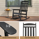 Noelse Patio Rocking Chair Set of 2, Outdoor HIPS Plastic Weather Resistant Porch Rocker, Black