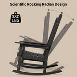 Noelse Patio Rocking Chair Set of 2, Outdoor HIPS Plastic Weather Resistant Porch Rocker, Black