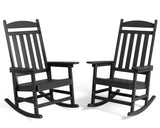 Noelse Patio Rocking Chair Set of 2, Outdoor HIPS Plastic Weather Resistant Porch Rocker, Black
