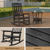 Noelse Patio Rocking Chair Set of 2, Outdoor HIPS Plastic Weather Resistant Porch Rocker, Black