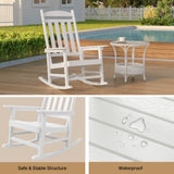 Asofer Wood Outdoor Rocking Chair, All Weather Oversized Rocking Chair for Patio,Garden,Front Porch,Poolside, Black,White