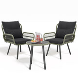 3-Piece Patio Furniture Set, Patio Bistro Set with Outdoor Table and Chairs For Garden, Balcony, Poolside - Black