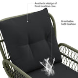 3-Piece Patio Furniture Set, Patio Bistro Set with Outdoor Table and Chairs For Garden, Balcony, Poolside - Black