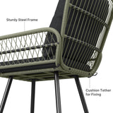 3-Piece Patio Furniture Set, Patio Bistro Set with Outdoor Table and Chairs For Garden, Balcony, Poolside - Black