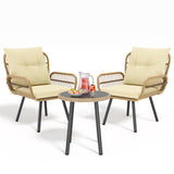 3-Piece Patio Furniture Set, Patio Bistro Set with Outdoor Table and Chairs For Garden, Balcony, Poolside - Beige