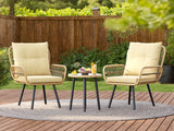3 Piece Wicker Patio Bistro Furniture Set, Asofer Outdoor Balcony Furniture Sets  for Backyard, Poolside, Deck, Porch , Beige