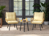 3 Piece Wicker Patio Bistro Furniture Set, Asofer Outdoor Balcony Furniture Sets  for Backyard, Poolside, Deck, Porch , Beige