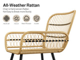 3 Piece Wicker Patio Bistro Furniture Set, Asofer Outdoor Balcony Furniture Sets  for Backyard, Poolside, Deck, Porch , Beige