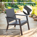 3-Piece Outdoor Patio Furniture Sets ，Modern Rattan Chair Conversation Sets with Soft Cushions, Glass Table and Comfortable Armrests for Balcony, Porch, and Garden - Gray